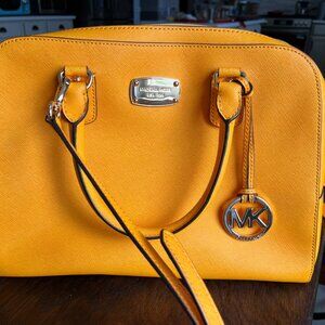 Michael Kors Saffiano Yellow Satchel with Gold Hardware